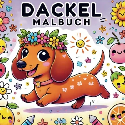 Abbildung von Dackel Geschenke: Malbuch für Kinder, 50 spannende Fakten und Ausmalbilder, Hunde Ausmalbuch Kinder Jungen Mädchen ab 4 Jahren