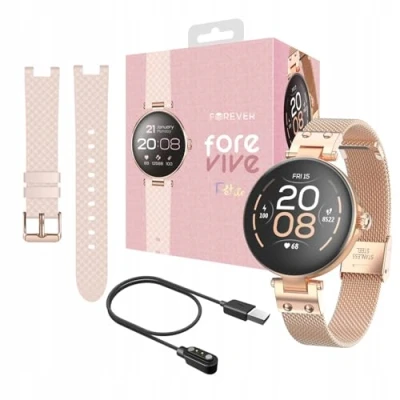 Abbildung von FOREVER Women&#039;s Smartwatch ForeVive Petite SB 305 Rose, Uhr Armband Bluetooth, Musiksteuerung, Schrittzähler, Herzfrequenzmesser, wasserdicht IP68, Fitnessuhr mit schlankem Design