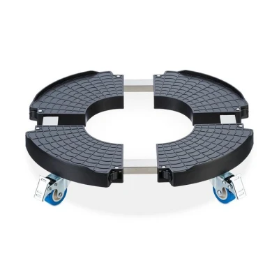 Abbildung von Relaxdays Pflanzenroller, ausziehbarer Blumenroller, Ø 40 57,5 cm, Kunststoff, max. 200 kg, innen &amp; außen, dunkelgrau, Edelstahl