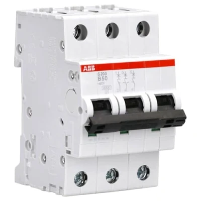 Abbildung von ABB S200 MCB Leitungsschutzschalter Typ B, 3 polig 50A 400V, Abschaltvermögen 6 kA System Pro M Compact