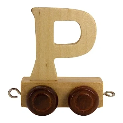 Abbildung von Buchstabenzug aus Holz, Buchstaben Zug, Lok, Waggon, A Z, Wunschname (P)