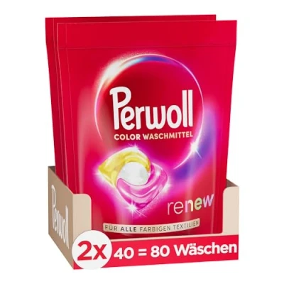 Abbildung von Perwoll Color All in 1 Caps 2x 40 WL (80WL) Colorwaschmittel (Spar Pack, [80 St. Kapseln mit Dreifach Renew Technologie)