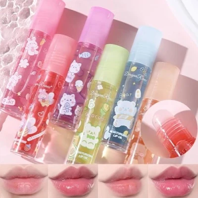 Abbildung von 6 Stück Roll On Lipgloss Set, Farblos Durchsichtig,Fruity Moisturizing Lip Oil, Für Kinder Jugendliche ungiftig Geschenk Party