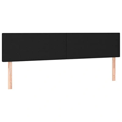 Abbildung von vidaXL LED Kopfteil Polsterkopfteil Bettkopfteil Betthaupt für Bett Bettgestell Bettrahmen Schlafzimmer Bettzubehör Schwarz 180x5x78/88cm Stoff
