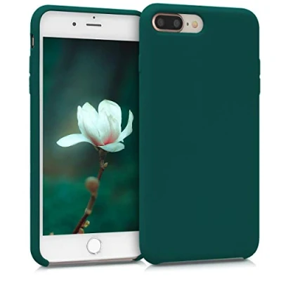 Abbildung von kwmobile Hülle kompatibel mit Apple iPhone 7 Plus/iPhone 8 Plus Silikon Handy Case Handyhülle weiche Oberfläche kabelloses Laden Türkisgrün