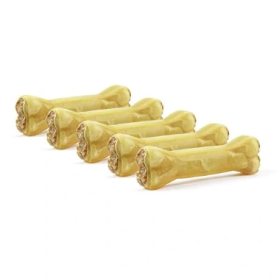 Abbildung von DOGBOSS 100% Natur Kauknochen Hundeknochen, Rinderhaut mit Lamm, 5 Stück 17 cm