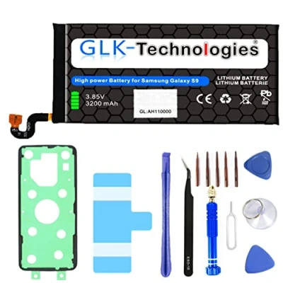 Abbildung von High Power Ersatzakku kompatibel mit Samsung Galaxy S9 SM G960F/DS EB BG960ABE Original GLK Technologies Battery accu 3200 mAh Akku inkl. Profi Werkzeug Set Kit