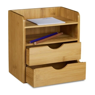 Abbildung von relaxdays Briefablage Schreibtisch Organizer Bambus Schubladen