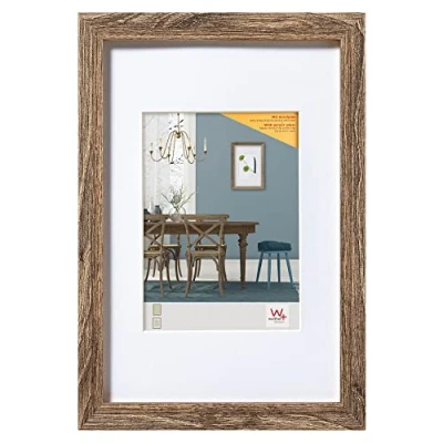Abbildung von walther design Bilderrahmen nussbaum 21 x 29,7 cm (DIN A4) mit Kunstglas und Passepartout Fiorito Holzrahmen EFX130N