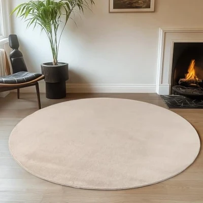 Abbildung von Jimri Teppich Fluffy flauschiger Läufer Hochwertige Kurzflor Teppich, Rund