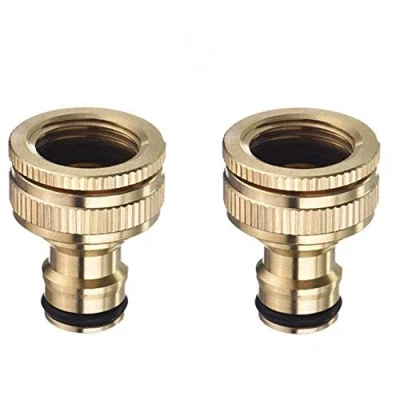 Abbildung von TOPWAYS® 2X Hahnverbinder Anschluss für Wasserhähne mit Gewinde, 1/2 &#039;&#039; 3/4 BSP 2in1 Messing Tap Connector Faucet Adapter Garten Wasserhahn Gewinde