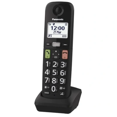 Abbildung von Panasonic KX TGUA10EXB zusätzliches Mobilteil für Digitale Schnurlostelefone TGU130/KX TGU110, große Tasten, Favoriten Taste, hörgerätekompatibel, Hauptgerät erforderlich, Schwarz