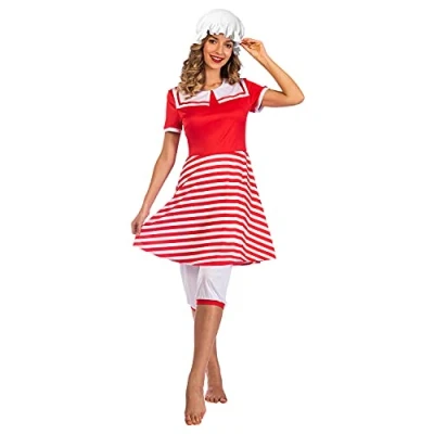 Abbildung von Amscan Kostüm Historischer Badeanzug 20er Jahre Kleid mit Haube für Erwachsene