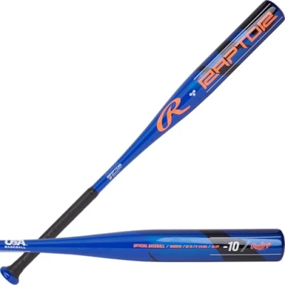 Abbildung von Rawlings Raptor Baseballschläger, USA, 71,1 cm, 10, 1 Stück, Aluminium, Blau/Orange