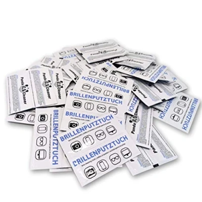 Abbildung von PandaCleaner Feuchte Brillenputztücher Brillenputztuch antibakteriell Reinigungstücher (TU Krepp, Spar Set, 200 x (12cm 14cm), Fusselfrei)