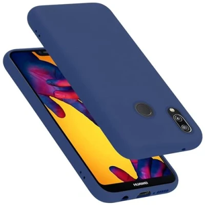 Abbildung von Cadorabo Hülle kompatibel mit Huawei P20 LITE 2018 / NOVA 3E Handyhülle für Case aus flüssigem Silikon stoßfeste dünne TPU Schutzhülle Liquid BLAU