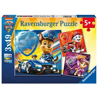 Abbildung von Paw Patrol Puzzle Kinder Box The Movie 3 x 49 Teile Ravensburger, Puzzleteile