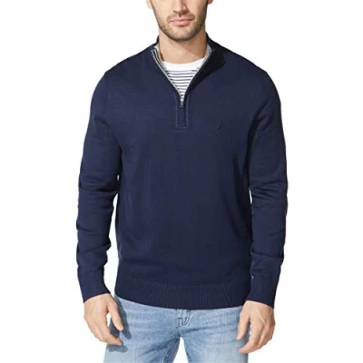 Abbildung von Nautica Herren Viertelreißverschluss Pullover, Navy, X Large