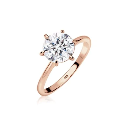 Abbildung von Elli Ring Damen Verlobung mit Kristall in 925 Sterling Silber Rosévergoldet