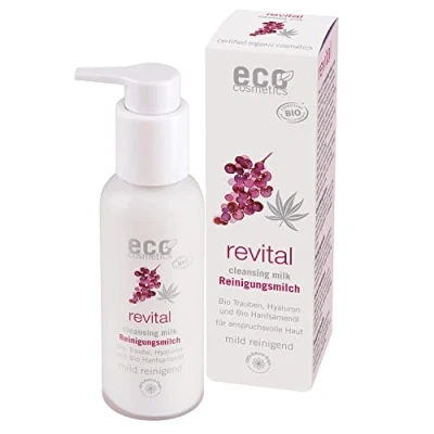 Abbildung von ECO revital Reinigungsmilch 100 ml mit Bio Traubenkern extrakt, Hyaluron und Hanfsamenöl Cosmos Organic