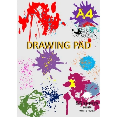 Abbildung von Drawing Pad for Kids: Plain Sketchbook, Children Colouring Book, Art and Craft Paper Blank Doodle Scribble Notepad, Sketch A4 90 GSM 110 Pages/55 Sheets