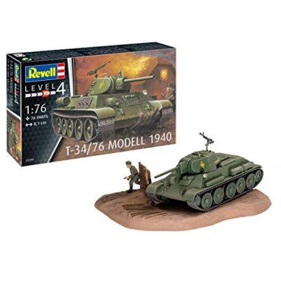 Abbildung von Revell REV 03294 T 34/76 Modell 1940, Panzermodell 1:76, Spielzeug 8,1 cm, unbemalt