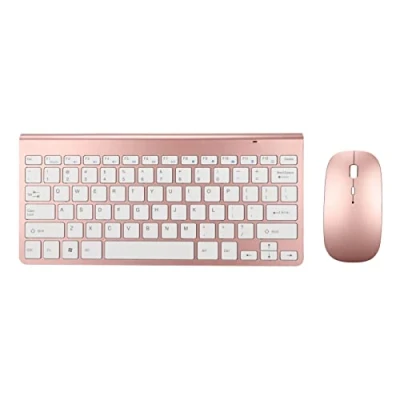 Abbildung von ciciglow Kabellose Tastatur und Mauskombination, 2,4 G Slim Silent USB Keyboard Mouse 78 Tasten Kompakte Computertastatur für Desktop, Computer, Mobilgeräte, Tablet(Roségold)