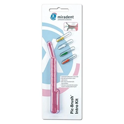 Abbildung von Pic Brush Intro Kit pink transparent 1 Halter, 4 Bürsten (weiß, grün, blau, orange)