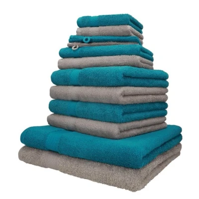 Abbildung von Betz Handtuch Set 12 TLG. Palermo Farbe Petrol und Stone, 100% Baumwolle (12 St)