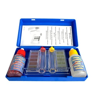 Abbildung von well2wellness® Pool Test Kit Chlor pH mit Pooltester und Flüssigreagenzien