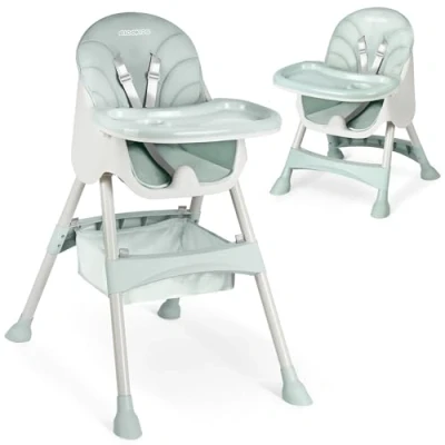 Abbildung von Ricokids Hochstuhl Baby 3in1 Kinderhochstuhl Ab 6 Monaten Essstuhl Mit Sicherheitsgurt Klappbar Pflegeleicht Höhenverstellbares Gestell Mitwachsend Abnehmbarer Essbrett Korb Grün