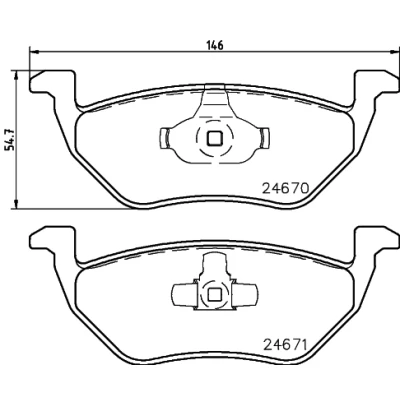 Abbildung von HELLA 8DB 355 014 951 Bremsbelagsatz nicht für Verschleißwarnanzeiger vorbereitet FORD: Maverick SUV, MAZDA: Tribute Station Wagon