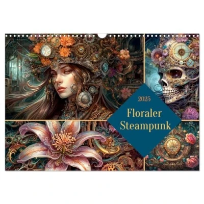 Abbildung von Floraler Steampunk (Wandkalender 2025 DIN A3 quer), CALVENDO Monatskalender