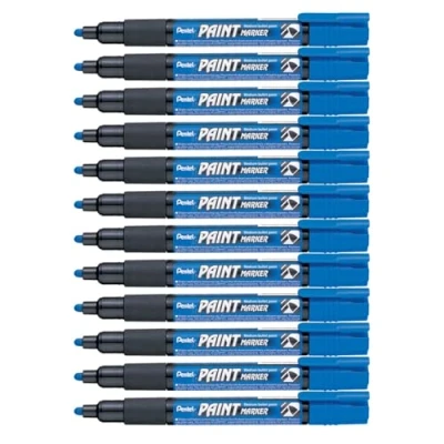 Abbildung von Pentel MMP20 CO Permanent Marker 2,0 mm Rundspitze Lackmarker, 12 Stück, blau
