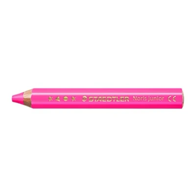 Abbildung von STAEDTLER 3in1 Buntstift Noris junior Bunt ,Wachsmal und Aquarellstift, neon pink, extra bruchsicher, ideal für Kinder, viele Oberflächen, 6 Buntstifte in 140 F23
