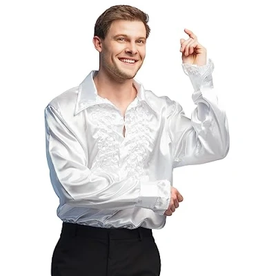 Abbildung von thetru T Shirt Schlagerstar Rüschenhemd weiß