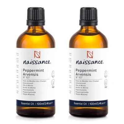 Abbildung von Naissance Minzöl (Nr. 107) 200ml (2x100ml) Mentha Arvensis 100% Reines Ackerminze Ätherisches Öl für Naturkosmetik, Aromatherapie, Duftlampe Duftöl Aroma Diffuser