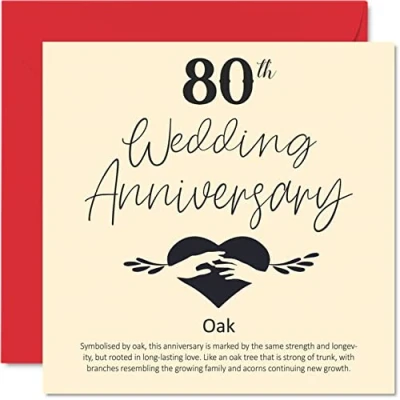 Abbildung von Stuff4 Glückwunschkarte zum 80. Hochzeitstag für Ehemann, Ehefrau, Freund, Freundin Karte Damen und Herren, sie ihn, 145 mm x