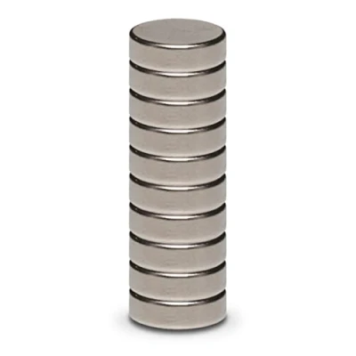 Abbildung von MAUL Neodym Scheibenmagnet flacher Magnet mit hoher Haftkraft für einen vielseitigen Einsatz rund elegantem und modernem Design Ø 10 x 3 mm 10er Pack hellsilber