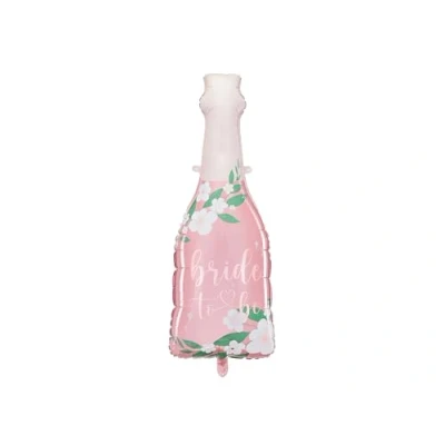 Abbildung von Folienballon Champagner Flasche 36x98cm Bride to Be XXL Ballon für Helium oder Luft großer Luftballon Junggesellinnenabschied JGA Folienluftballon als Partydeko Hellrosa