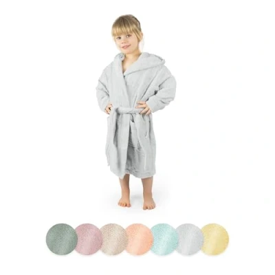 Abbildung von Ehrenkind® Bademantel Kinder mit Kapuze 100% Bio Baumwolle Kinderbademantel Junge Mädchen Größe 122/128 Hellgrau