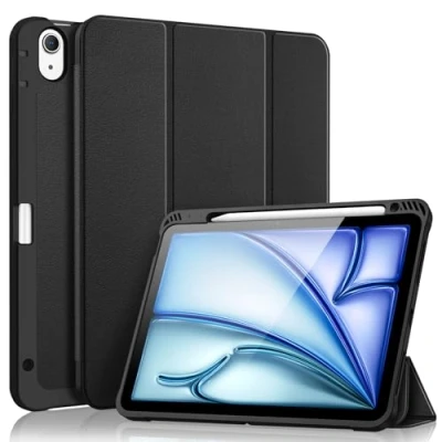 Abbildung von Fintie Hülle für iPad Air 11 Zoll M2 (2024), 5. Generation (2022) / 4. Gen 10,9 mit Stifthalter, Soft TPU Rückseite Abdeckung Schutzhülle Intelligent Case, Schwarz