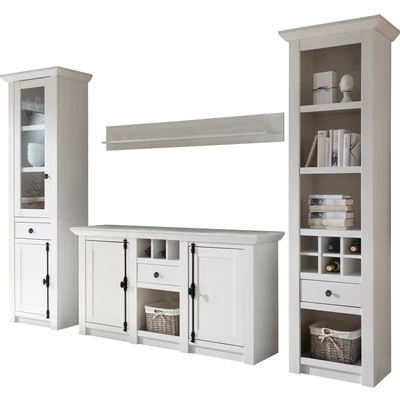 Abbildung von Home affaire Wohnwand &quot;California&quot;, (Set, 4 St.), bestehend aus Standregal, Vitrine, Sideboard, Wandregal