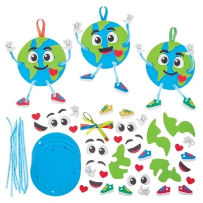 Abbildung von Baker Ross FN037 Planet Erde Dekorationssets 8er Pack, Earth Day Dekorationssets, Bastelsets für Kinder