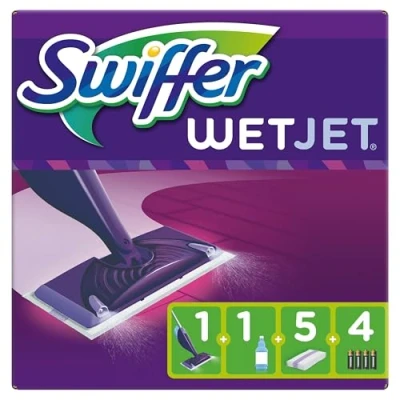 Abbildung von Swiffer WetJet Bodenwischer Starterpack Wischtücher + Bodenreiniger Fussbodenreiniger