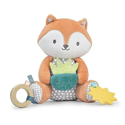 Abbildung von Ingenuity Calm Springs Plüsch Spielgefährte BPA freier Sonnenbeißring, Stoffe mit verschiedenen Texturen, Kitt der Fuchs