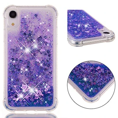 Abbildung von KBIKO zxl Kompatibel mit Hülle iPhone XR Glitzer Handyhülle, Glitter Flüssig Treibsand Case Weich Silikon TPU Bumper Schutzhülle Mädchen Frauen für 6.1 Zoll.Purple YBL