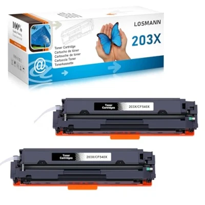 Abbildung von LOSMANN 203X Toner Kompatible für HP CF540X 203A CF540A Color Laserjet Pro MFP M281fdw M280nw M281cdw M281fdn, M254dw M254dn M254nw (Schwarz, 2er Pack)