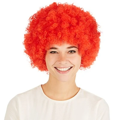 Abbildung von dressforfun Afro Perücke Clown Hippie Popstar 80er 70er Jahre Karneval Fasching Clownperücke (Rot Nr. 300714)