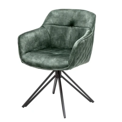 Abbildung von riess ambiente Polsterstuhl EUPHORIA dunkelgrün / schwarz (Einzelartikel, 1 St), Esszimmer · Samt Metall mit Armlehne 180 drehbar Retro